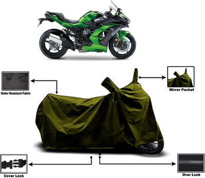 Amexride Two Wheeler Cover for Kawasaki(Ninja H2 SX, Green)