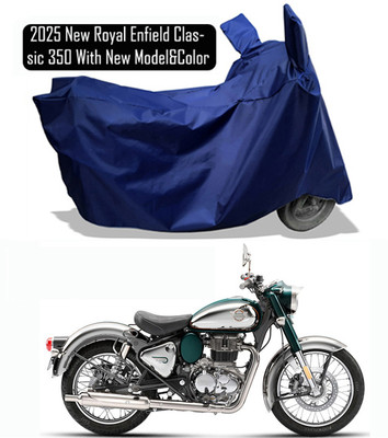 Amexride Two Wheeler Cover for Royal Enfield(Classic 350, Blue)