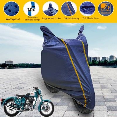 GARREGE Waterproof Two Wheeler Cover for Royal Enfield(Classic 500, Blue)