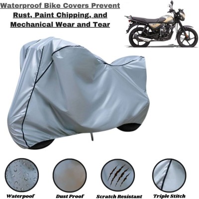 Autohaux Waterproof Two Wheeler Cover for Bajaj(CT110, Silver, Black)