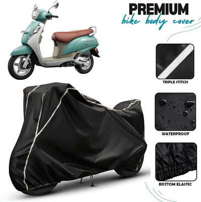 OliverX Waterproof Two Wheeler Cover for Suzuki(Access 125, Black, White)