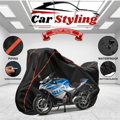 OliverX Waterproof Two Wheeler Cover for Suzuki(Gixxer SF 250, Black, Red)