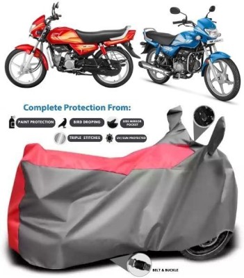 ZAQE Two Wheeler Cover for Hero(HF Deluxe, Grey, Red)