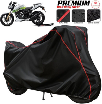 MADAFIYA Two Wheeler Cover for TVS(Apache RTR 200 4V, Black, Red, Multicolor)