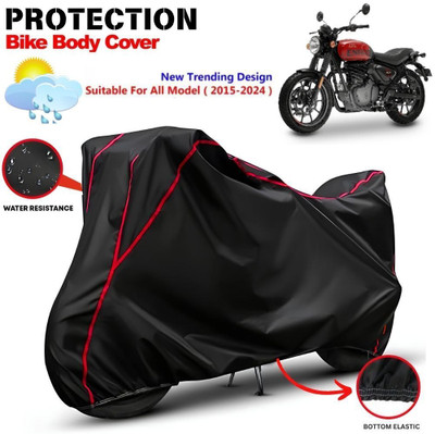 CABRY Waterproof Two Wheeler Cover for Royal Enfield(Hunter 350, Black, Red)