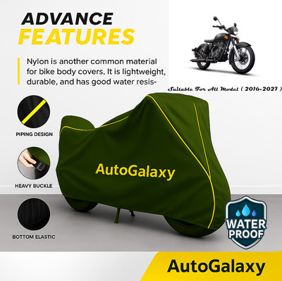 AutoGalaxy Waterproof Two Wheeler Cover for Royal Enfield(Classic Stealth Black, Green)