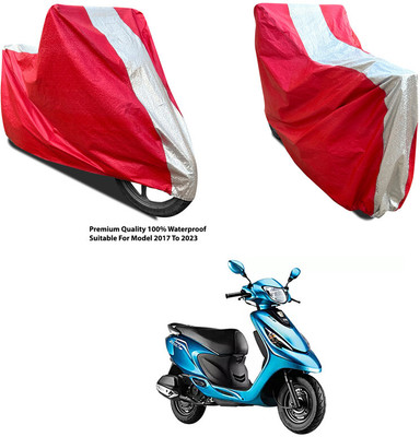 AutoGalaxy Waterproof Two Wheeler Cover for TVS(Scooty Zest, Silver, Red)