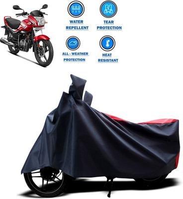 DeepShakshi AUTOMOTIVE Two Wheeler Cover for Hero(Super Splendor, Red, Black)