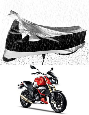 Furious3D Two Wheeler Cover for Mahindra(MOJO XT 300, Silver, Black)