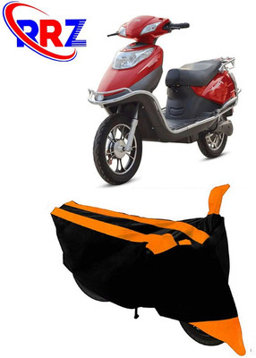 RRZ Waterproof Two Wheeler Cover for Hero Electric(Electric Flash, Black, Orange)