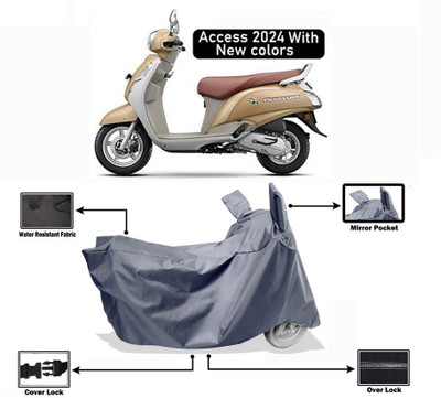 Amexride Two Wheeler Cover for Suzuki(Access 125, Grey, Grey)