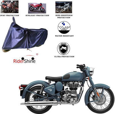 RiderShine Two Wheeler Cover for Royal Enfield(Squadron Blue, Blue)