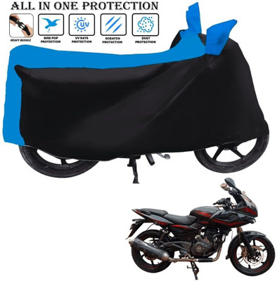 AutoGalaxy Waterproof Two Wheeler Cover for Bajaj(Pulsar 220 BS6, Black, Blue)
