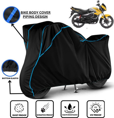 LE PRA Waterproof Two Wheeler Cover for Hero(Passion Pro, Black, Blue)