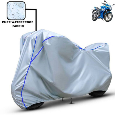 Delphinium Waterproof Two Wheeler Cover for Suzuki(Gixxer SF, Silver, Blue)