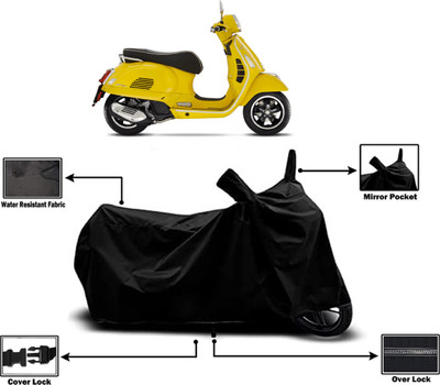 Amexride Two Wheeler Cover for Vespa(GTS Super 125 BS6, Black)