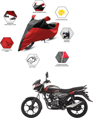 FurniGully Two Wheeler Cover for Bajaj(Discover 135, Black, Red)
