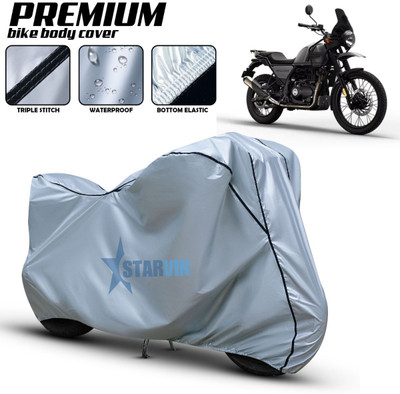 Starvin Waterproof Two Wheeler Cover for Royal Enfield(Himalayan, Silver, Black)