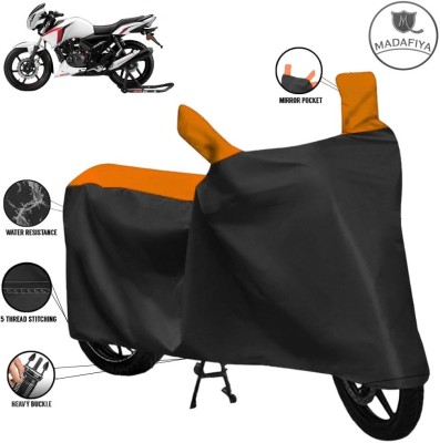 MADAFIYA Waterproof Two Wheeler Cover for TVS(Apache RTR 160 4V, Black, Orange)