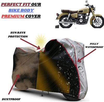 Delphinium Waterproof Two Wheeler Cover for Honda(Hness CB350, Black, Silver)