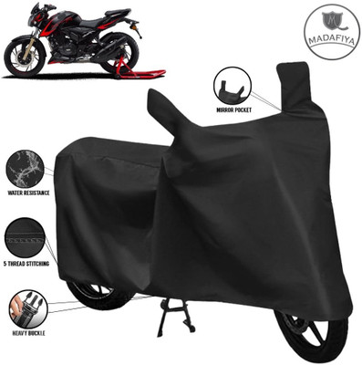 MADAFIYA Waterproof Two Wheeler Cover for TVS(Apache RTR 200, Black)