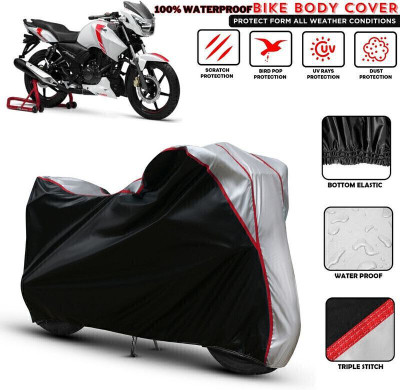 Shiv Kanha Waterproof Two Wheeler Cover for TVS(Apache RTR 160, Black, Silver)