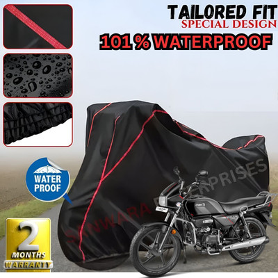 OliverX Waterproof Two Wheeler Cover for Hero(Splendor, Black, Red)