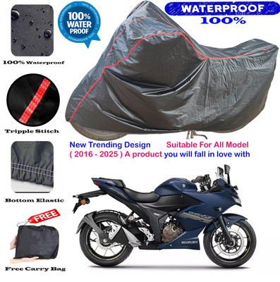 OliverX Waterproof Two Wheeler Cover for Suzuki(Gixxer Special Edition, Black, Red)