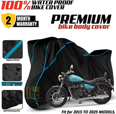 FBC Waterproof Two Wheeler Cover for Royal Enfield(Meteor BS6, Blue, Black)
