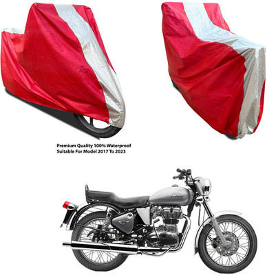 AutoGalaxy Waterproof Two Wheeler Cover for Royal Enfield(Electra 4S, Silver, Red)