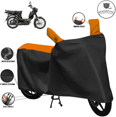 MADAFIYA Waterproof Two Wheeler Cover for TVS(XL 100 Heavy Duty, Black, Orange)