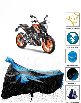 DeepShakshi AUTOMOTIVE Waterproof Two Wheeler Cover for KTM(125 Duke, Black, Blue)
