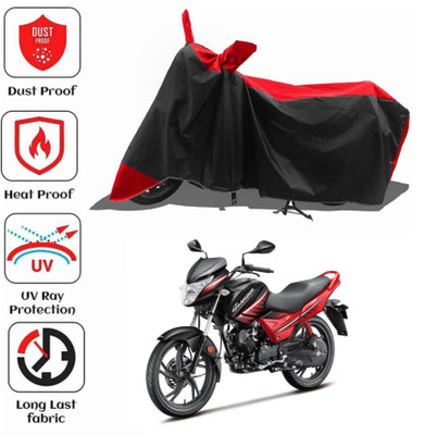 AIKOZIYA Waterproof Two Wheeler Cover for Hero(Glamour BS6, Black, Red)