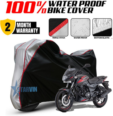 Starvin Waterproof Two Wheeler Cover for Bajaj(Pulsar, Black, Silver)