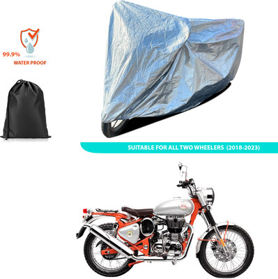 PAGORA Waterproof Two Wheeler Cover for Royal Enfield(Bullet Trials 500, Silver)