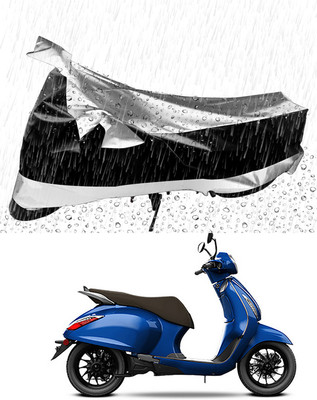Mdstar Waterproof Two Wheeler Cover for Bajaj(New Chetak, Silver, Black)