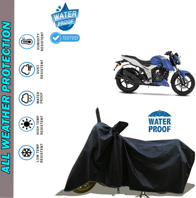 AutoGalaxy Waterproof Two Wheeler Cover for TVS(Apache RTR 160 4V, Black)
