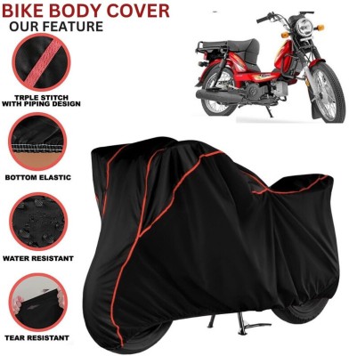 kerwa Waterproof Two Wheeler Cover for TVS(XL 100 Heavy Duty, Black, Red)