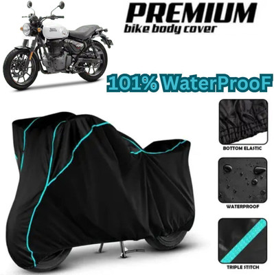 Shiv Kanha Waterproof Two Wheeler Cover for Royal Enfield(Hunter 350, Black)