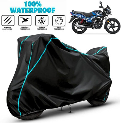 favy Waterproof Two Wheeler Cover for TVS(Star City Plus, Black, Blue)