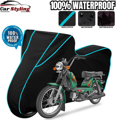 Car Styling Waterproof Two Wheeler Cover for TVS(XL 100, Black, Blue)