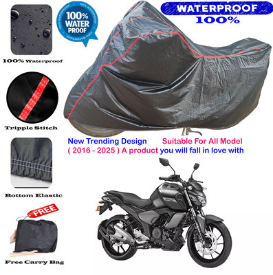 AutoGalaxy Waterproof Two Wheeler Cover for Yamaha(FZ-FI BS6, Black, Red)