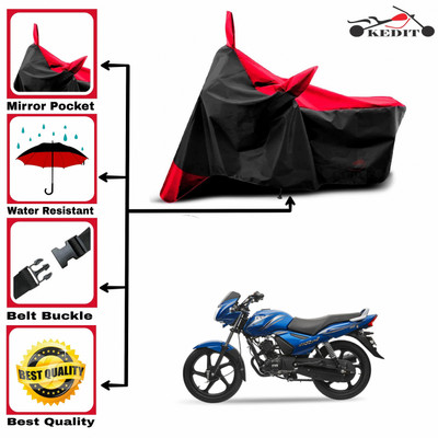 KEDIT Two Wheeler Cover for TVS(Star City Plus, Red, Black)
