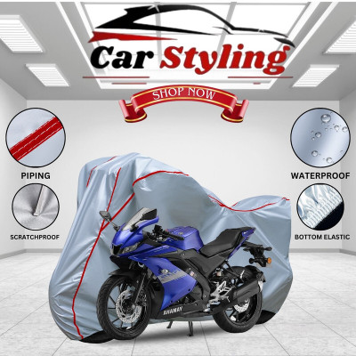 Car Styling Waterproof Two Wheeler Cover for Yamaha(R15S, Silver, Red)