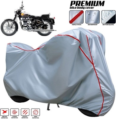 AUTOCAD Waterproof Two Wheeler Cover for Royal Enfield(Bullet 350 New, Silver, Red, Multicolor)