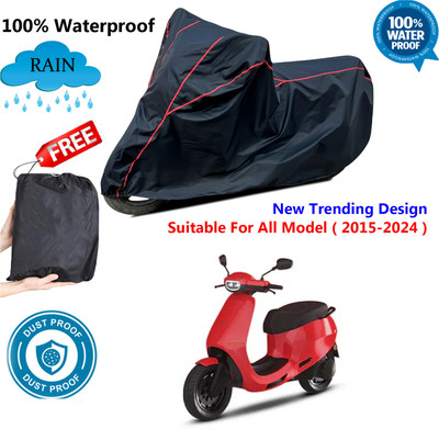AutoGalaxy Waterproof Two Wheeler Cover for Ola(Black, Red)