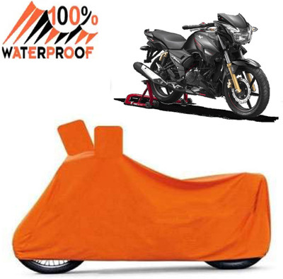 ROYAL AUTO MART Waterproof Two Wheeler Cover for TVS(Apache RTR 180, Orange)
