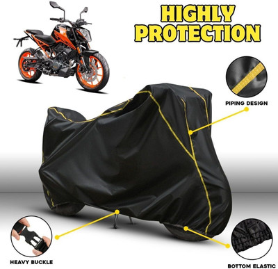 OliverX Waterproof Two Wheeler Cover for KTM(Duke 200, Black, Yellow)