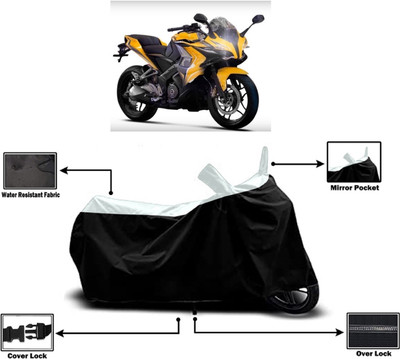 Amexride Two Wheeler Cover for Bajaj(Pulsar SS400, White)