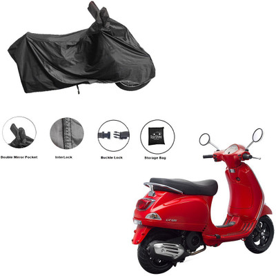 RiderShine Waterproof Two Wheeler Cover for Piaggio(Vespa LX 125, Black)